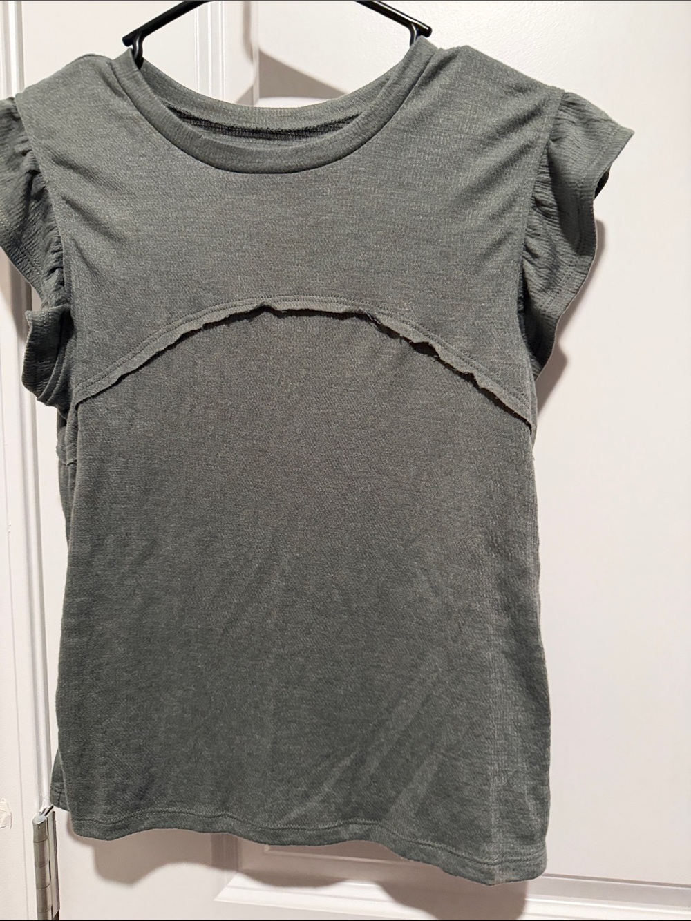 Maurices Olive Green Layered Ruffle Sleeve Tank